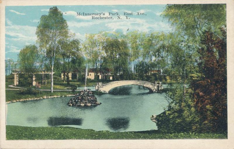 Pond and Bridge at McInnerneys Park - East Avenue, Rochester, New York - WB