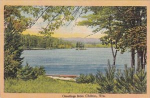 Wisconsin Greetings From Chilton With River Scene 1943