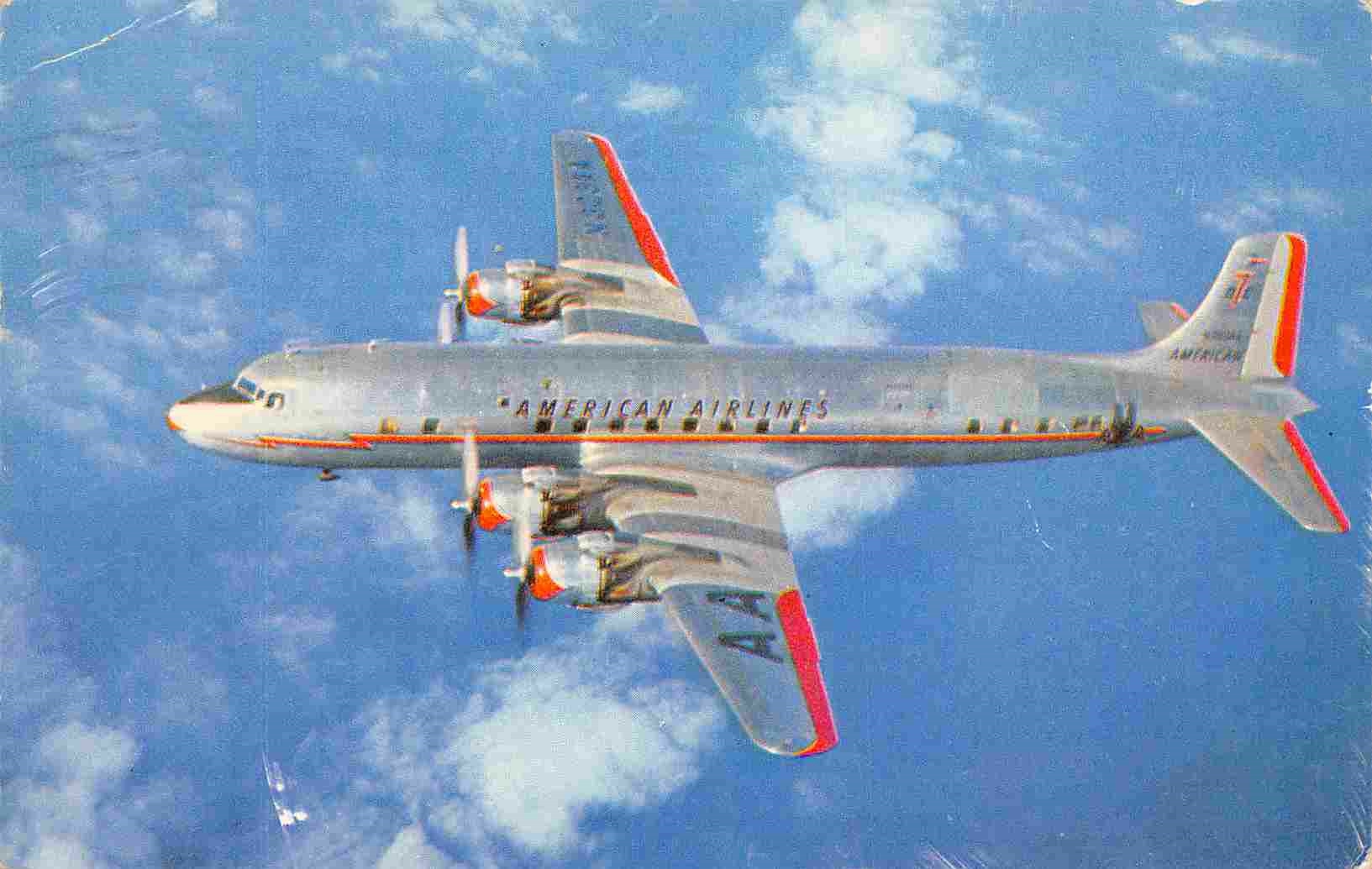 American Airlines Flagship DC-7 Plane in Flight 1956 postcard | Topics ...