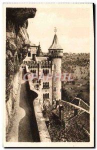 Old Postcard Rocamadour Fort seen from the house of Mary