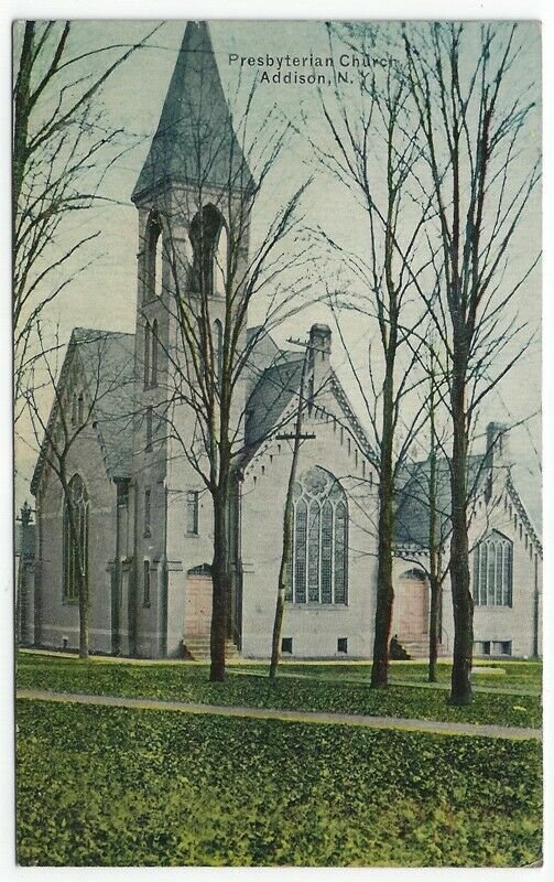 Addison, New York, Vintage Postcard View of The Presbyterian Church