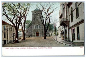 c1905 Town Square 1st Church Burial Hill Plymouth Massachusetts MA Postcard