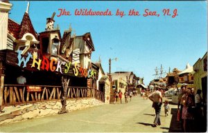 WILDWOOD BY THE SEA, New Jersey NJ ~ WHACKY SHACK Hunt's Amusement Pier Postcard