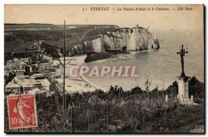 Etretat - La Falaise d & # 39Aval and Calvary Old Postcard