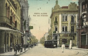 brazil, PORTO ALEGRE, Rua dos Andradas, Tram Street Car (1912) Postcard
