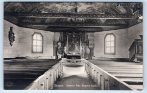 RPPC Skansen Interior Seglora Church SWEDEN Postcard