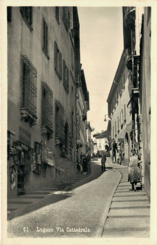 Switzerland Lugano via Cattedrale RPPC 03.37