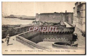 Old Postcard Saint Malo Les Remparts and Holland View from Bastion St. Philip