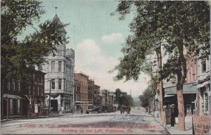 Postcard High Street Business Section Showing Auditorium  Pottstown PA