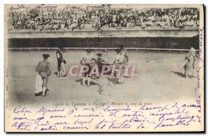 Old Postcard Bullfight Bullfight Puntillero giving the coup de grace