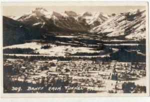 AB   BANFF from TUNNEL MTN  1945 RPPC postcard