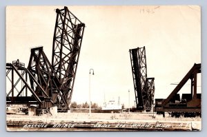 J97/ Sault Ste. Marie Michigan RPPC Postcard c1940s Bascule Bridge  397