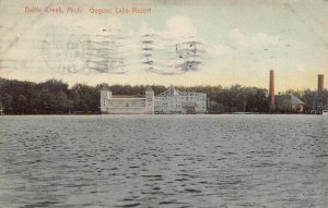BATTLE CREEK MI~GOGUAC LAKE RESORT-ROLLER COASTER-AMUSEMENT PARK~1911 POSTCARD