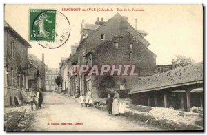 Old Postcard Beaumont in Auge Rue de la Fontaine Female Children