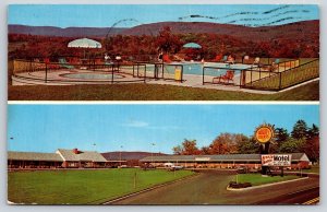 Roadside~Breezewood Pennsylvania~Quality Motel Breeze Manor~Pool~Sign~1972 PC