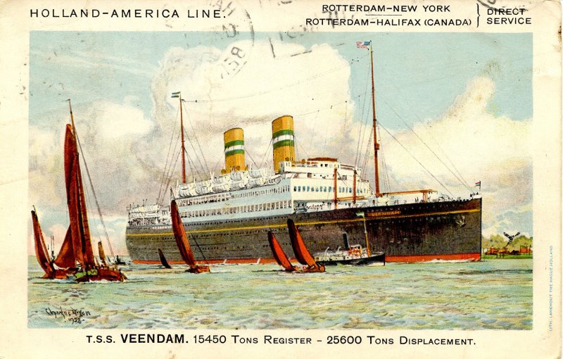 Holland-America Line - TSS Veendam   Artist: Dixon