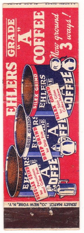 Ehlers Grade A Coffee and Ceylon Tea matchbook cover