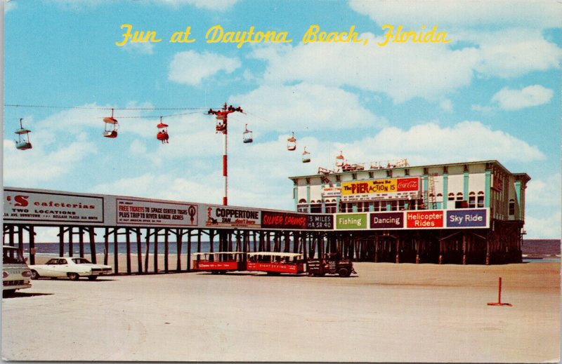 Fun at Daytona Beach Florida FL Pier New Sky Lift Unused Vintage Postcard H19