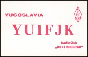 QSL Radio Card call sign YU1FJK from Yugoslavia 1969