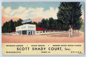 Winnemucca Nevada NV Postcard Scott Shady Court Inc. Exterior Roadside c1940's