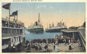 Excursion Steamers, Detroit, Michigan, MI USA Steam Ship Unused 