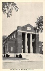 Pine Bluff Arkansas Catholic Church Street View Antique Postcard K18630 