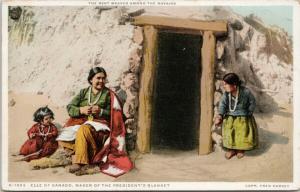 Elle of Ganado Navajo Weaver Maker of President's Blanket F. Harvey Postcard E47