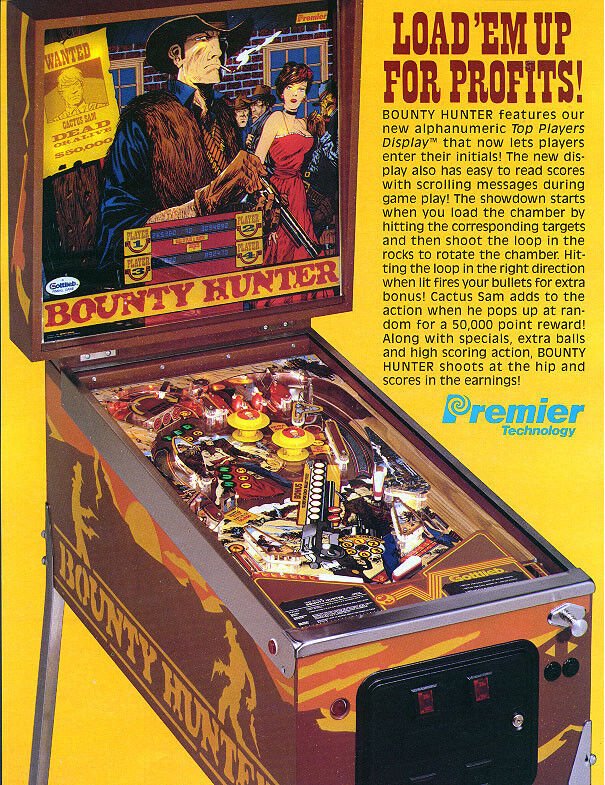Bounty Hunter Pinball FLYER Original 1985 NOS Promo Art Western Theme Cowboy