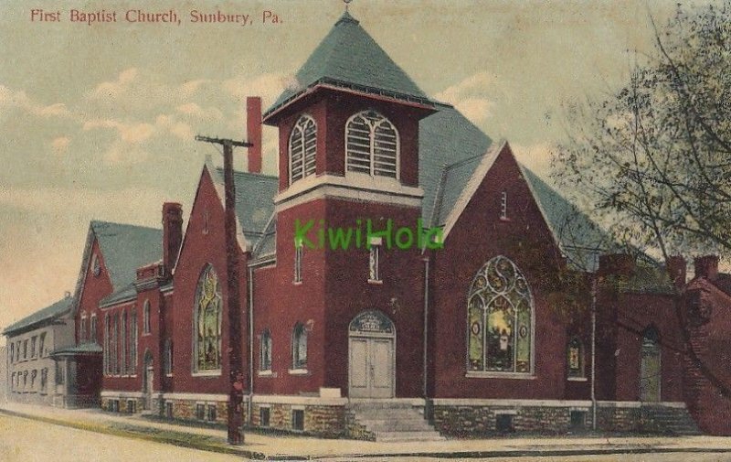 Postcard First Baptist Church Sunbury PA