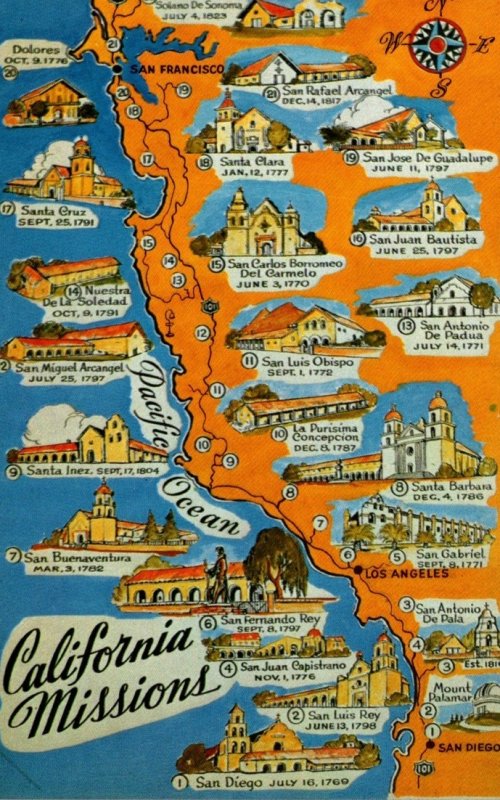 California Map Of The California Missions