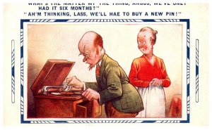 Bamforth, Scotch Couple playing phonograph