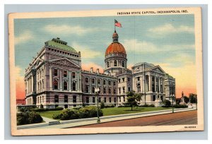 Vintage 1940's Linen Postcard Indiana State Capitol Building Indianapolis
