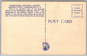 Vtg Washington DC National Airport Gravelly Point 1930s Linen View Postcard