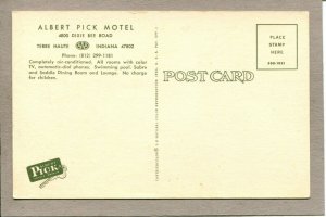  Postcard IN Terre Haute Albert Pick Motel Dixie Bee Road -862