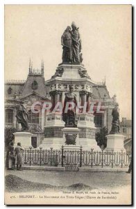 Old Postcard Belfort Monument Three Seats