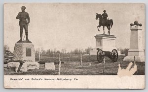 Gettysburg PA Reynolds And Buford's Statues Civil War Battlefield Postcard R23