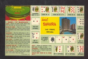 LAS VEGAS NEVADA HOTEL SAHARA BLACKJACK ADVICE VINATE ADVERTISING POSTCARD