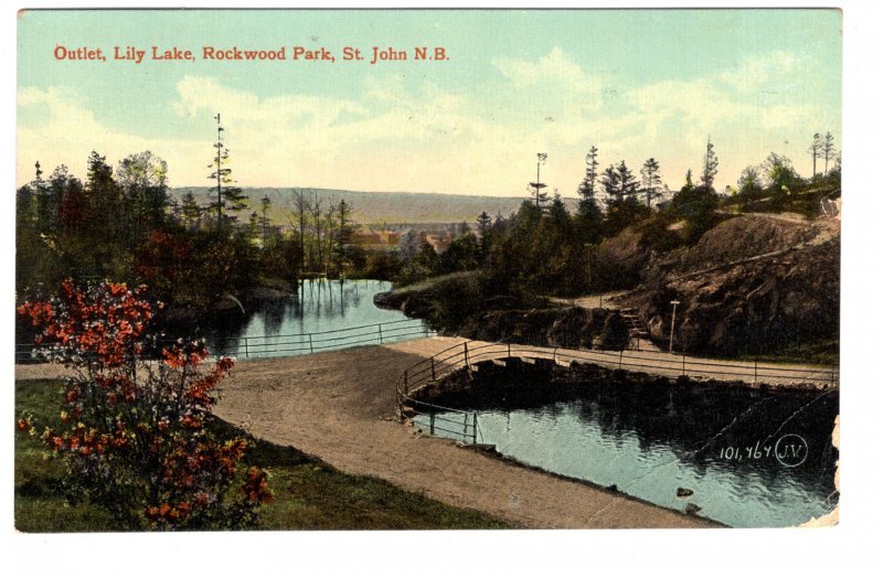 Outlet Lily Lake Rockwood Park, St John, New Brunswick, Used 1915