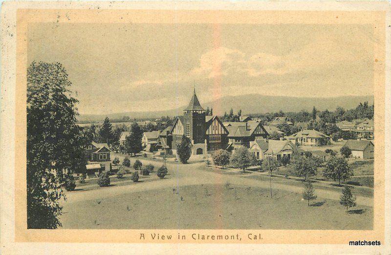 1908 San Gabriel California View Claremont Smith postcard 8378