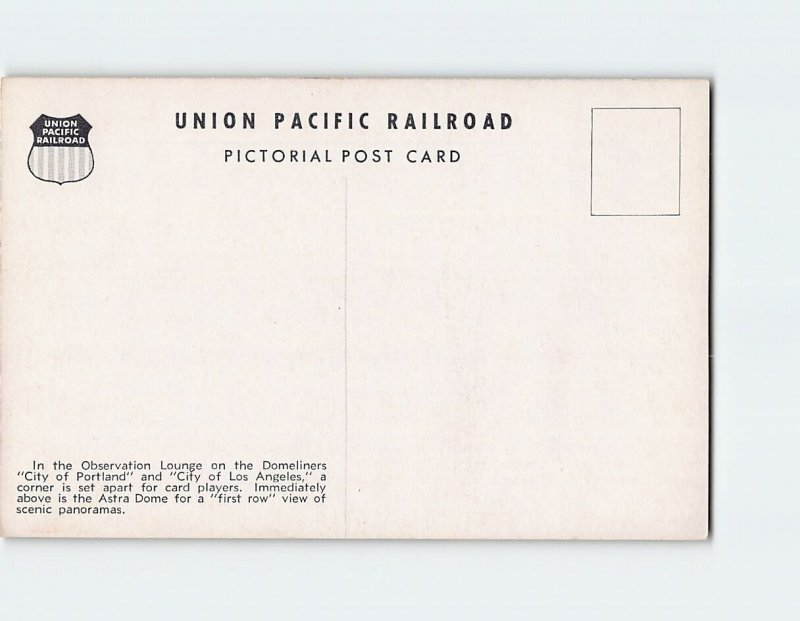 Postcard In the Observation Lounge on the Domeliners, Union Pacific Railroad 