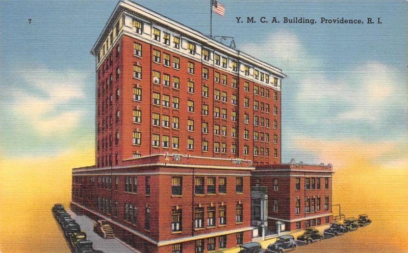 Providence, RI Rhode Island    YMCA BUILDING    1942 Vintage Linen Postcard