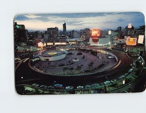 Postcard Twilight view of the Plaza of the Insurgents, Mexico City, Mexico