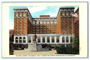 c1920's The Neil House Exterior Roadside Columbus Ohio OH Unposted Flag Postcard