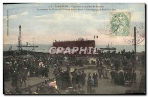 Old Postcard Boat War St Nazaire Building and Workshops Penhoet Launch of Ern...