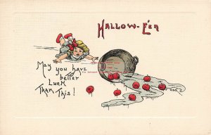 Halloween, Leubrie & Elkus No 7010-4, Girl Spills Bucket of Water & Apples