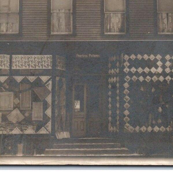 Postcard to Sister (VT) from Brother (NH) Peerless Patterns Store 1909 RPPC I12