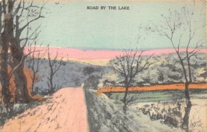 ROAD BY THE LAKE JAPAN WATERCOLOR ORSONI POSTCARD (c. 1910)