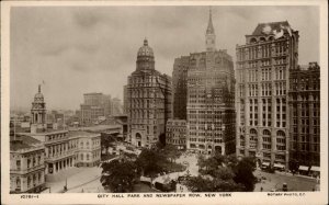 New York City NYC City Hall Park Rotary Real Photo Vintage Postcard