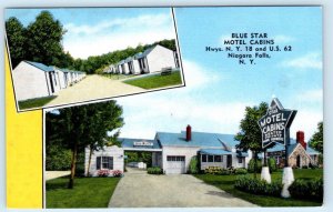 NIAGARA FALLS, NY New York ~ Roadside BLUE STAR CABINS c1940s Linen Postcard