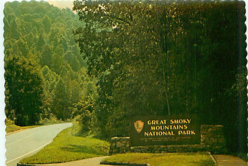Postcard North Carolina Charolette Sign Great Smokey Mts National Park # 2906A